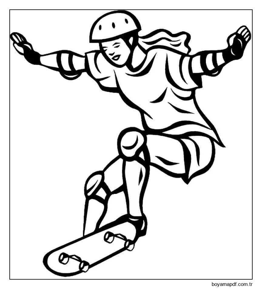 Girl on Skateboard Boyama Sayfası