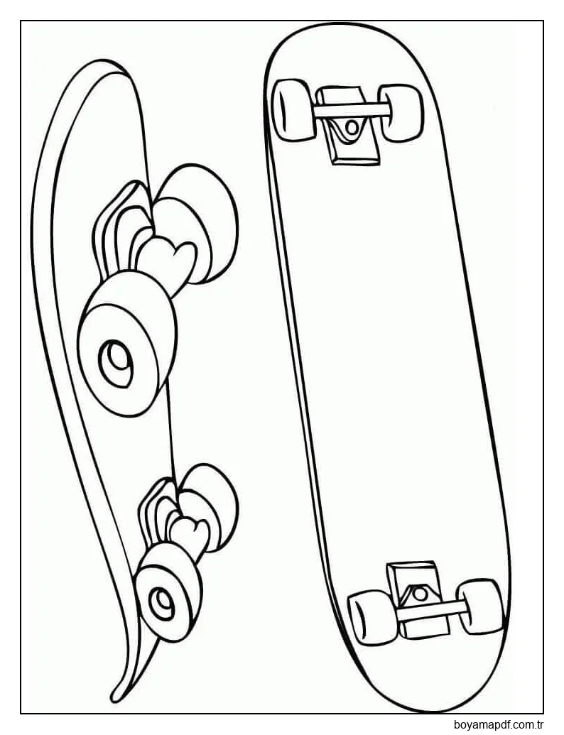 İki Kaykay Boyama Sayfası