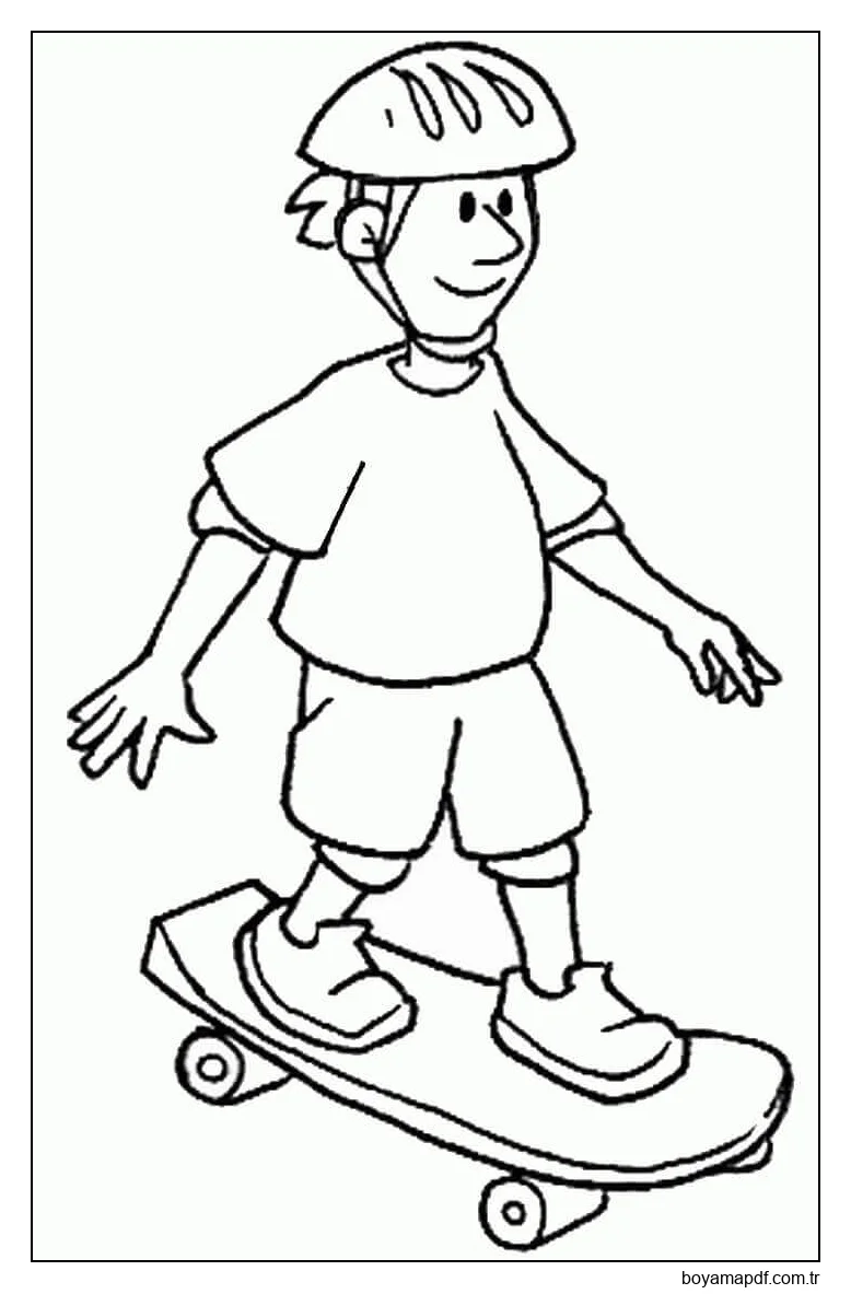 Kaykay üzerinde Bir Adam Boyama Sayfası