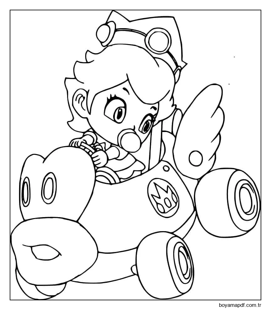Mario Kart'ta Bebek Şeftali Boyama Sayfası