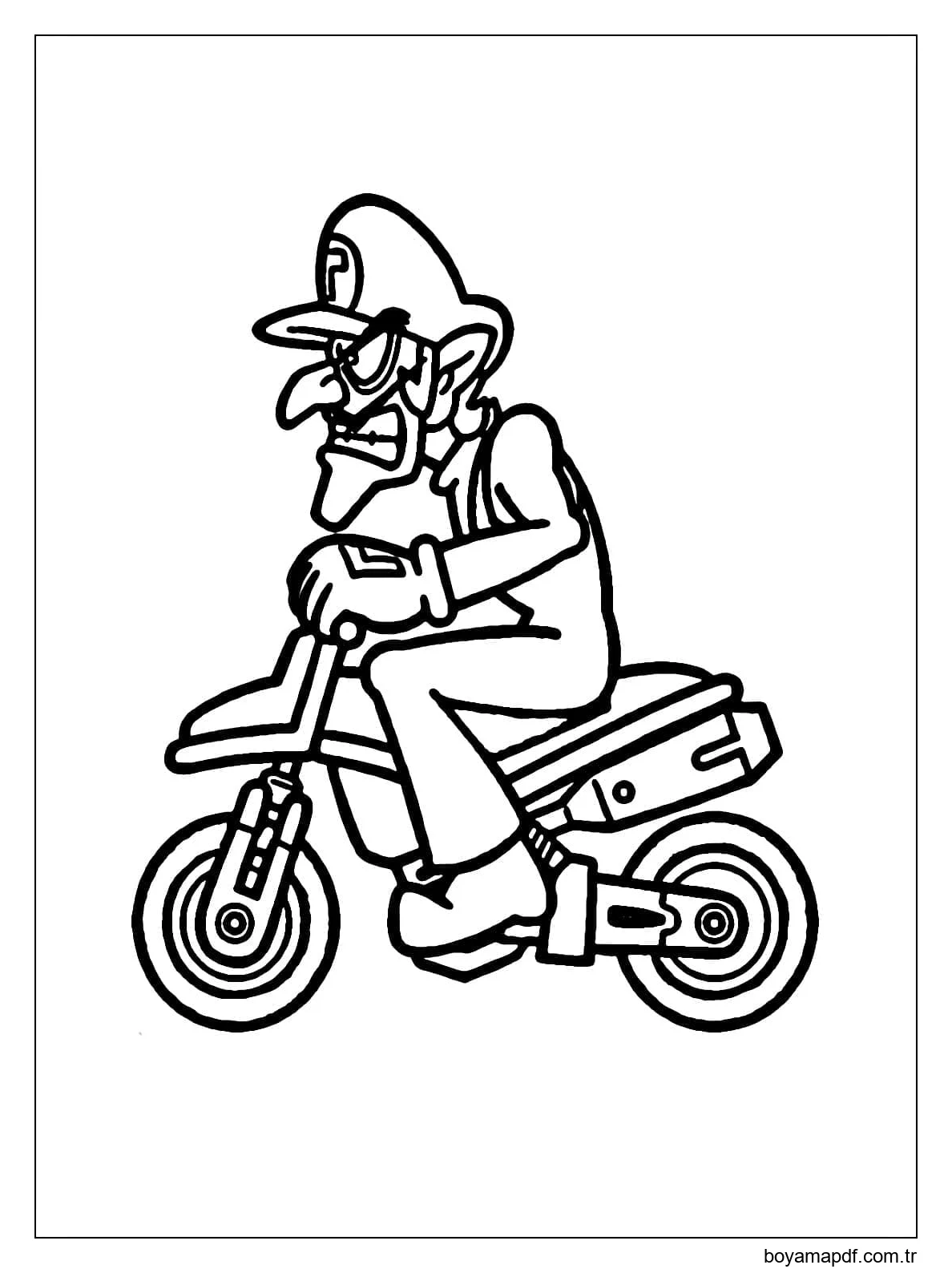 Mario Kart Waluigi Baskısı Boyama Sayfası
