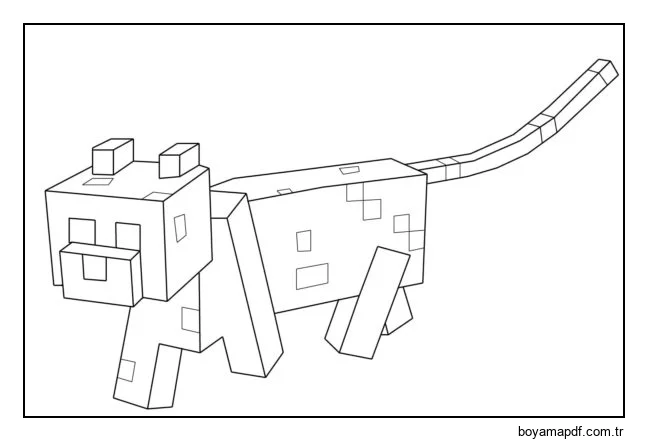 Minecraft Dünyasından Kedi Boyama Sayfası