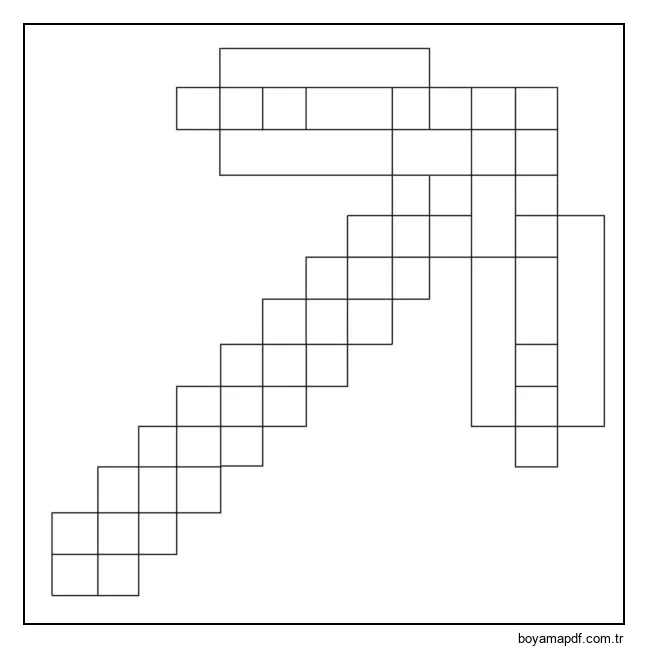 Minecraft'ta bir kazma böyle görünüyor. Yazdırın, renklendirin ve sürüngen kıyametine karşı duvara asın Boyama Sayfası
