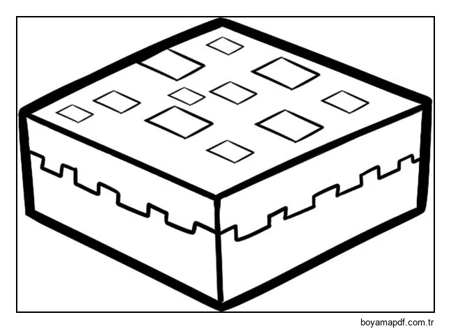 Minecraft'ta bir turta tam olarak buna benziyor Boyama Sayfası