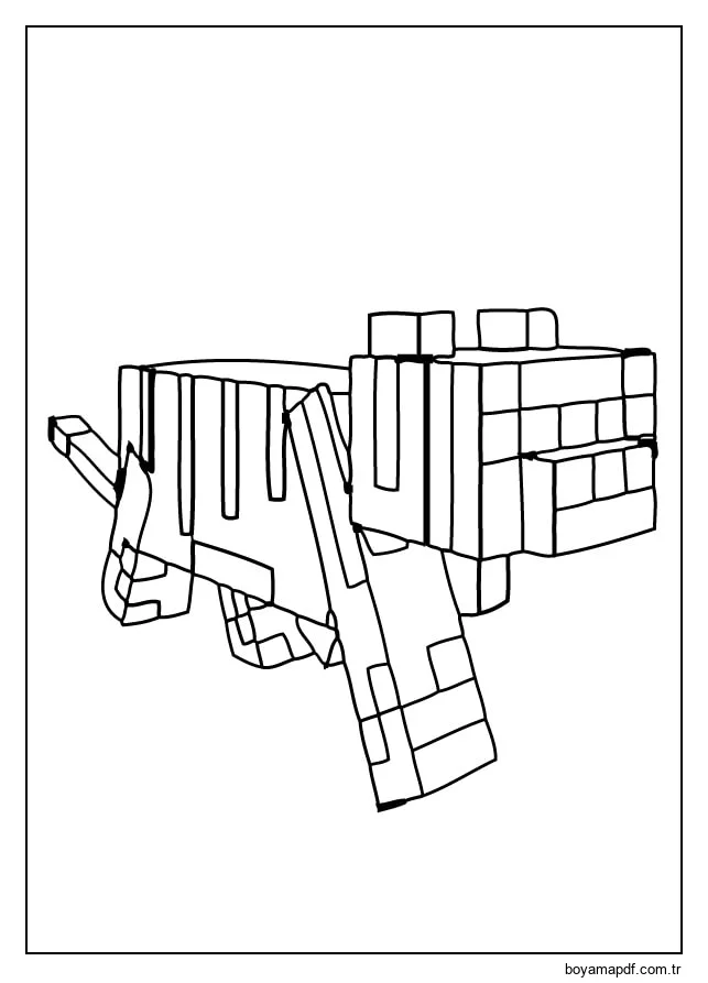 Minecraft'taki insanlar ve hayvanların ortak bir yanı var Boyama Sayfası