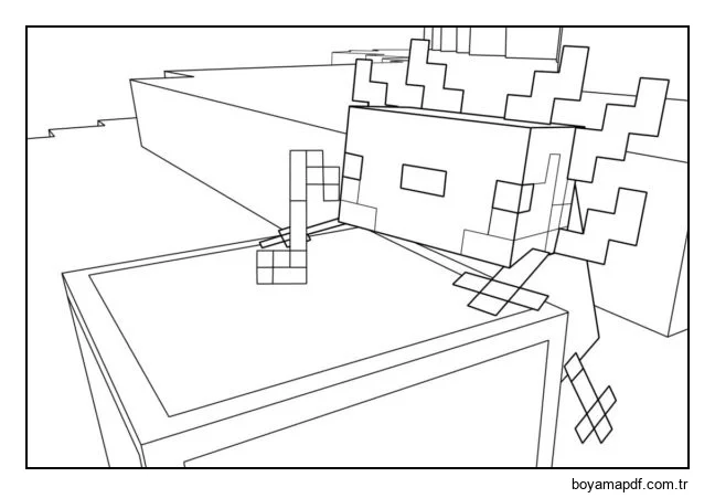 Minecraft'tan yüksek kaliteli Axolotl boyama sayfası 1 Boyama Sayfası
