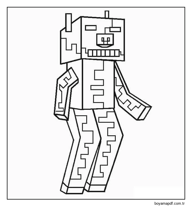 Minecraft Zombi Domuz Boyama Sayfası