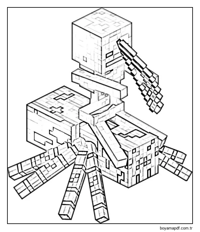 Örümceğe binen zombi Boyama Sayfası