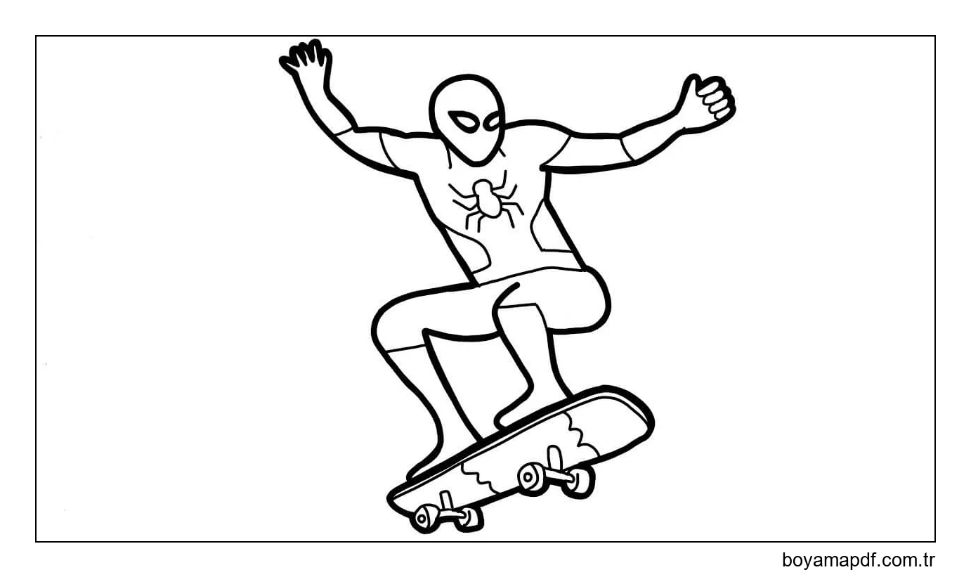 Örümcek Adam Ve Kaykay Boyama Sayfası