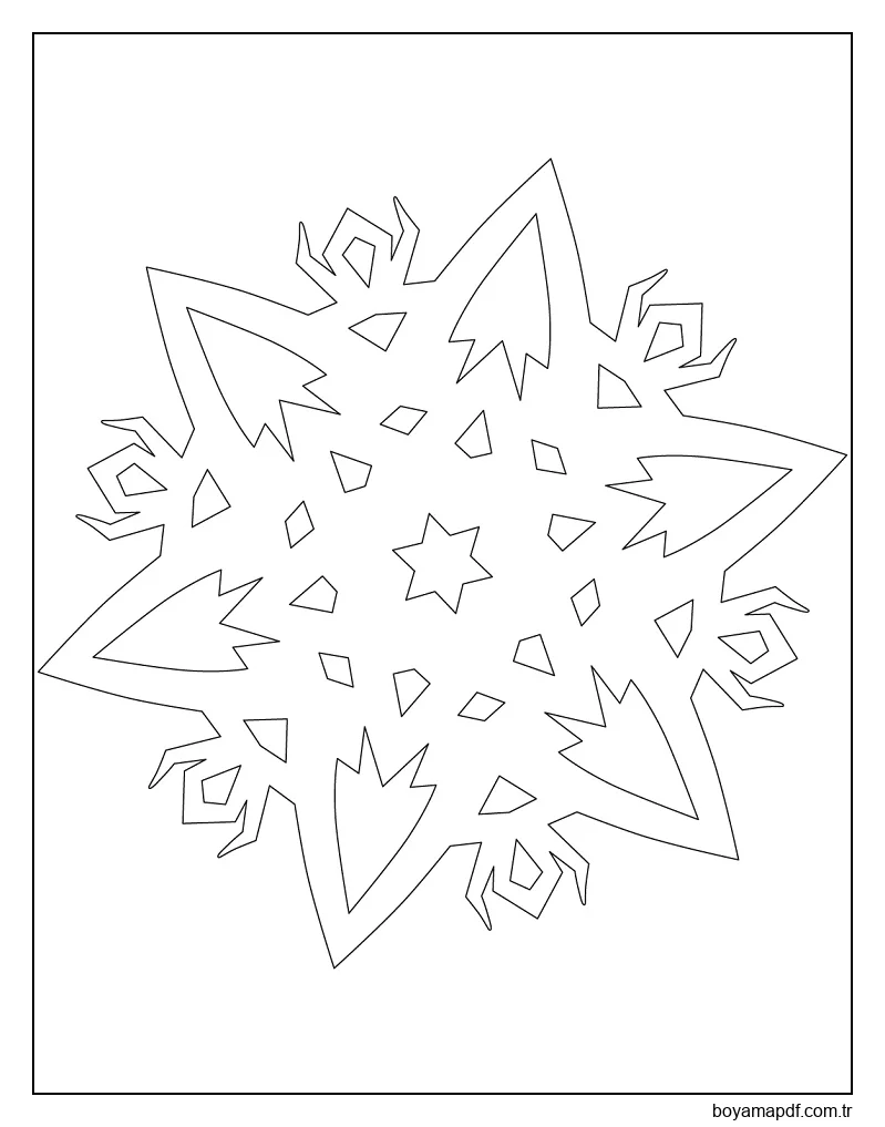 Ritüel Yaratıklarla Kar Tanesi Boyama Sayfası