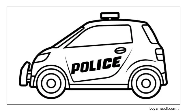 Sarı ve mavi devriye arabası Boyama Sayfası