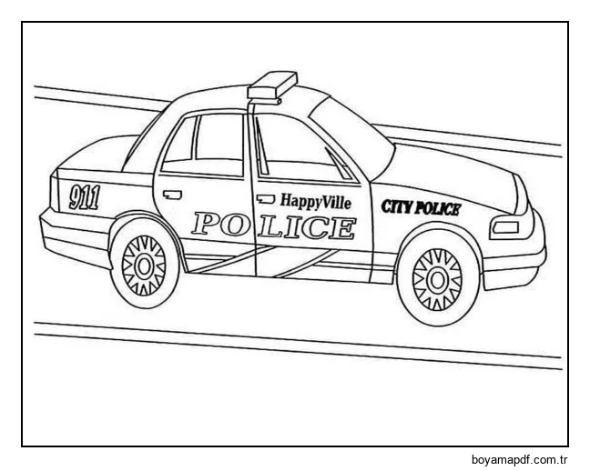 Şehir polisi tesiste devriye geziyor Boyama Sayfası