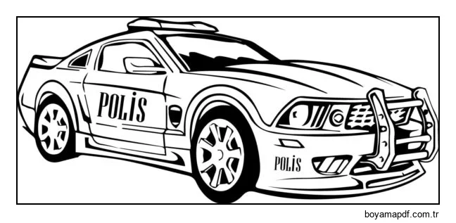 Takip için ağır hizmet tipi polis arabası. Boyama Sayfası