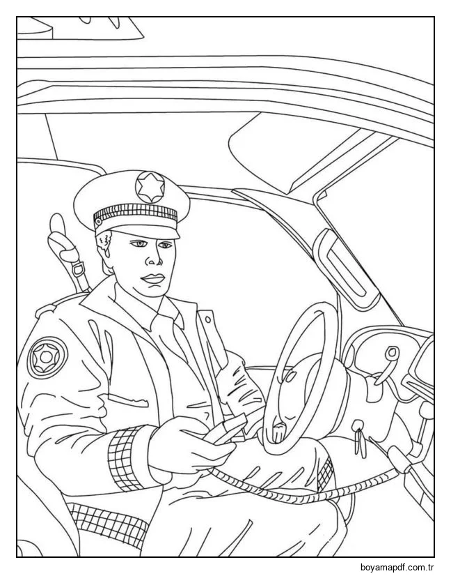 Telsizden bir polis memuru aranır. Boyama Sayfası