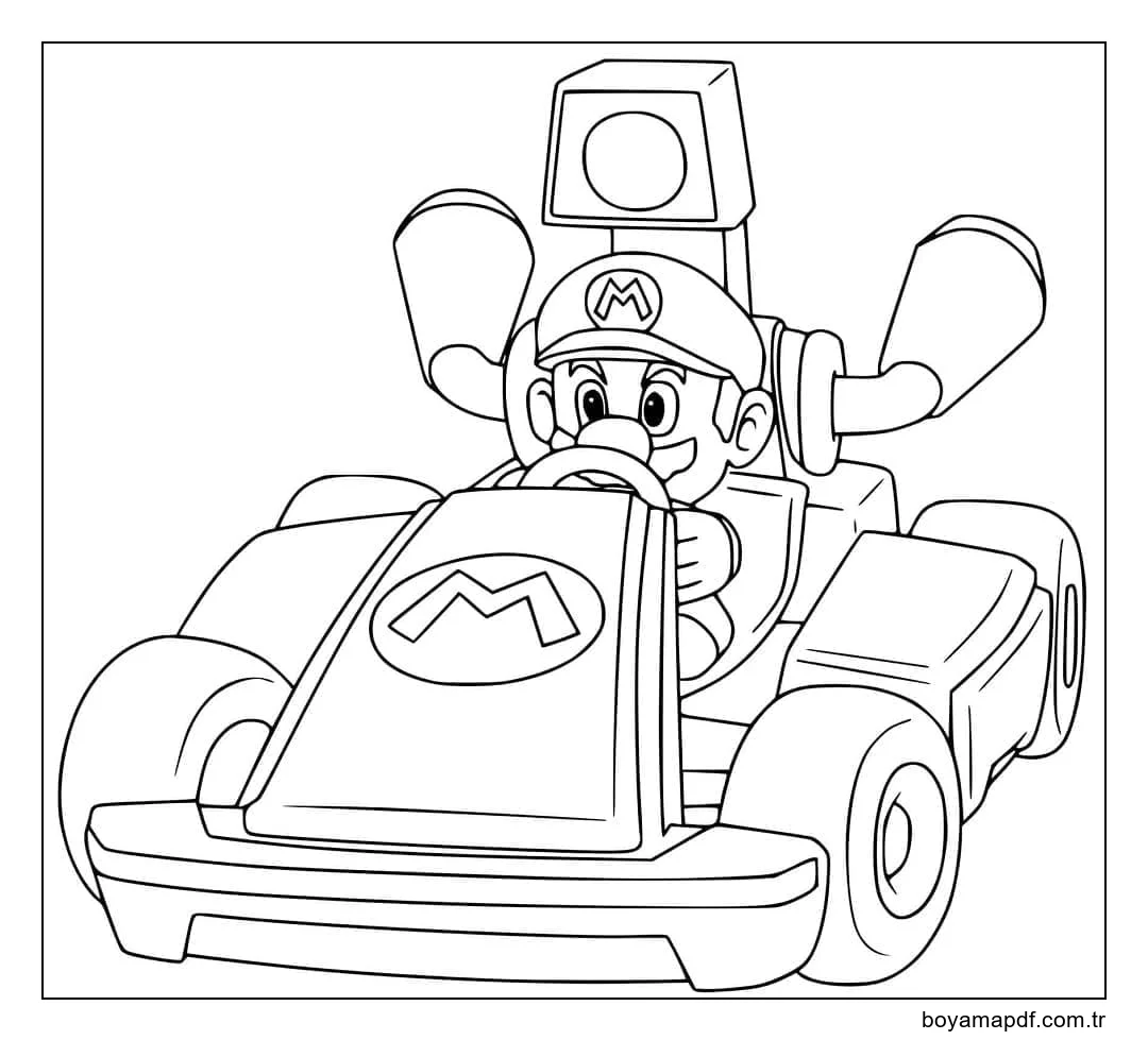 Ücretsiz Mario Kart Boyama Sayfası