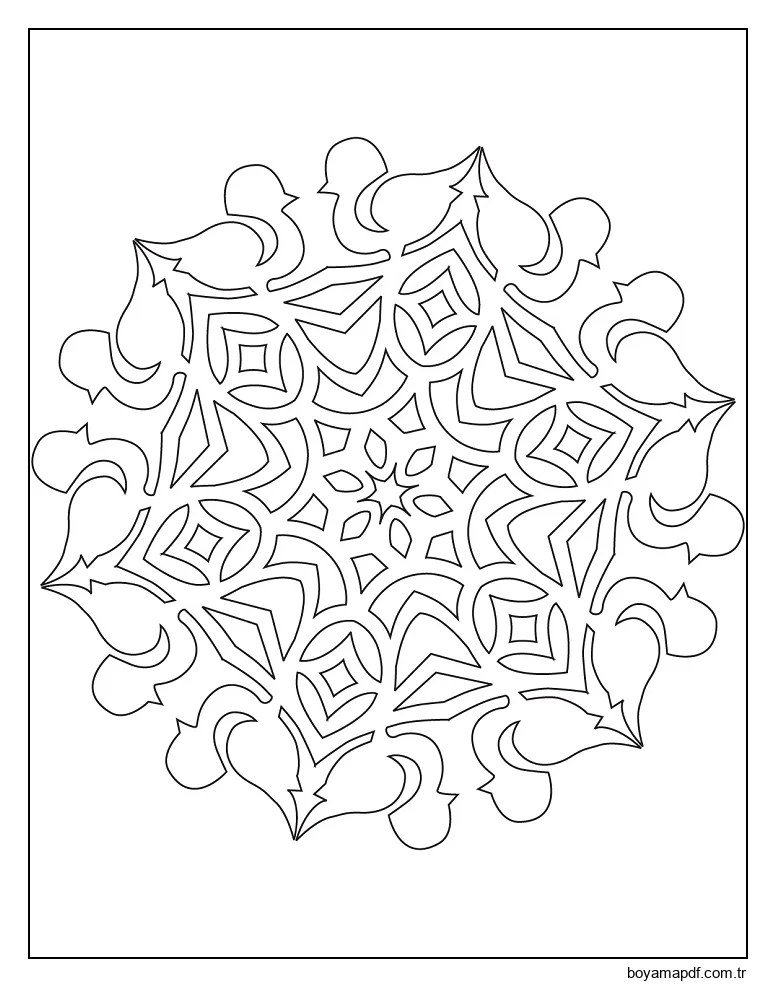 Yanan Desenli kar Tanesi Boyama Sayfası