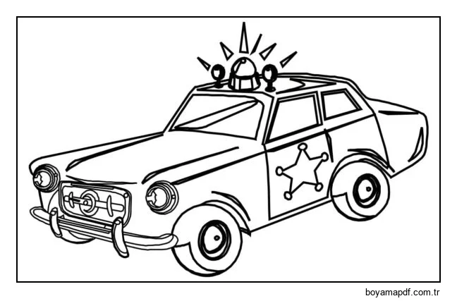 Yanıp sönen ışıklarla suçlunun peşinden koşar Boyama Sayfası